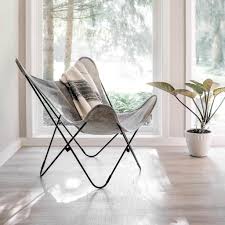 Modern Butterfly Chair Grey Cowhide With Black Base The Citizenry Butterfly Chair Chair Design Wooden Leather Butterfly Chair