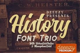 Script typefaces are based upon the varied and often fluid stroke created by handwriting, pretty much like the cursive fonts just typically more elegant. Https Fontbundles Net Cruzine 95785 History Font Trio History Font Vintage Fonts Bold Script Font