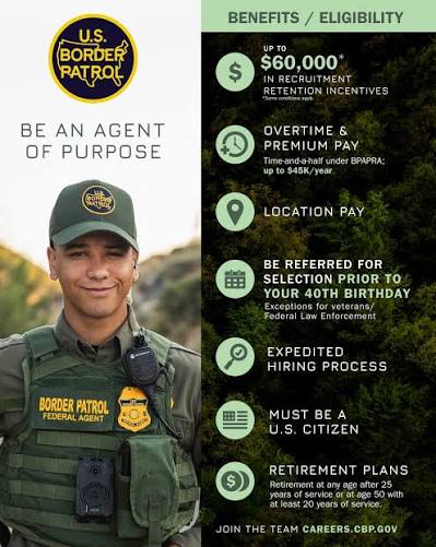 Where high impact meets just rewards.​ Welcome to a mission like no other,  with challenging opportunities and rewards as wide-ranging as the terrains  we patrol. As a Border Patrol Agent, every shift