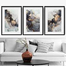 Set Of 3 Abstract Art Prints Of Paintings Black Grey And Gold Artze Wall Art Grey Wall Art Abstract Wall Art Living Room Wall Art Living Room