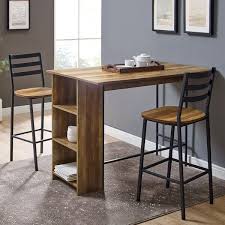 Garcia 3 Piece Counter Height Drop Leaf Dining Set Dining Table Small Space Kitchen Bar Table High Dining Table