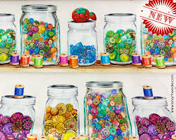 The company started making mason jars back in 1880, and many people today still use these for canning, or collect the jars as a hobby. Buttons Mason Jar Fabric Smart Needle