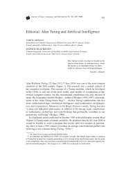 It is not a physical device. Pdf Editorial Alan Turing And Artificial Intelligence