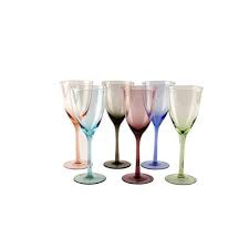 Set Of 6 Assorted Coloured Wine Glasses Kmart Colored Wine Glasses Glassware Wine Glasses