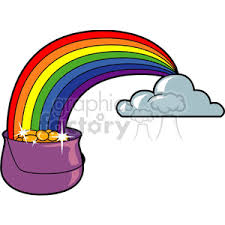 Download 207 pot gold end rainbow stock illustrations, vectors & clipart for free or amazingly low rates! A Rainbow With A Silver Pot Of Gold And Two Four Leaf Clovers Clipart Commercial Use Gif Wmf Svg Clipart 145306 Graphics Factory