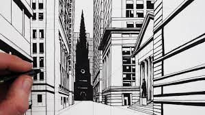 How To Draw A 1-point Perspective Street Draw Wall Street Buildings Perspective Art Perspective Drawing Point Perspective