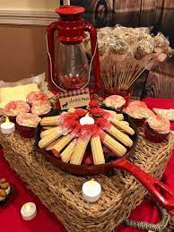 Lumberjack Baby Boy Shower Fire Pit For Dessert Table Baby Shower Dessert Table Lumberjack Baby Shower Baby Shower Bbq