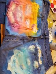 Sunset Painting On Jeans Using Acrylic And Fabric Medium In 2020 Painted Clothes Diy Painted Jeans Painted Clothes