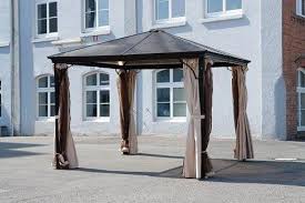 Pavillion 3x3 Aus Aluminium Mit Doppeltabchen Dach Braun Eloxiert Inklusive Seitenteilen Aus Gaze Und Stoffseitenteilen Uvp 1 Pavillon Gartenmobel Pavillion