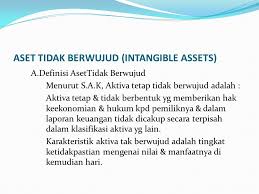 Menurut ikatan akuntansi indonesia, pengertian aset tetap yaitu aset atau aktiva tetap yang didapat dalam bentuk siap pakai yang bisa segera digunakan dalam operasi perusahaan. Aset Tidak Berwujud Ppt Download