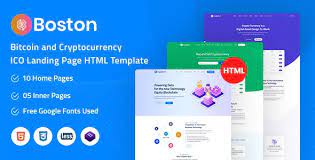 Boston Bitcoin Cryptocurrency Ico Landing Page Html Template In 2021 Landing Page Html Landing Page Templates