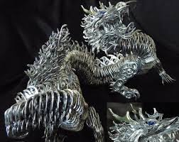 Banzaaaai Another Little Crazy Stuff I Finally Finished This Dragon Sculpture It Took Me Forever I Used Pop Tabs All The Pop Tabs Soda Tabs Pop Tab Crafts