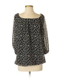 details about rancho estancia women black 3 4 sleeve blouse s