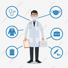 Download This Doctor With Medical Equipment Stethoscope First Aid Box Injection Mask Doctor Equipment Infographic Transparent Png Or Vector File Fo Dokter