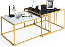 Shop a huge selection of discount living room furniture. Costway 2 X Side Table Set Coffee Table Marble Coffee Table Metal Structure Sofa Table Living Room Table Side Table For Living Room Amazon De Kuche Haushalt