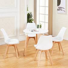 Our collection of white dining tables and black dining tables make for an artful arrangement. White Round Dining Table And 4 Chairs Set Kitchen Dining Room Retro Solid Wood Ebay