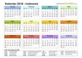 Kalender 2018 Indonesia Dan Hari Libur Nasional Geraisuplemen Desain Brosur Desain Kalender Kalender