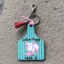 Livestock Cattle Ear Tag Key Chain Diy Jewelry To Sell Acrylic Keychains Ear Tag