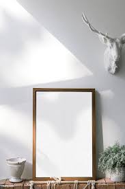 Download Premium Psd Of Wooden Frame Mockup Against A White Wall 1210108 Frames On Wall Frame Mockups Frame Mockup Free
