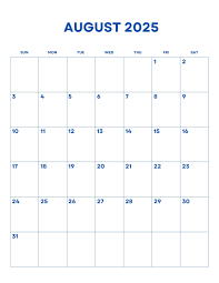 August 2025 Calendar – My Calendar Land