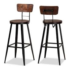 Baxton Studio Kenna 30 In Brown Bar Stools Set Of 2 160 10510 Hd The Home Depot In 2020 Brown Bar Stools Bar Stools Metal Bar Stools