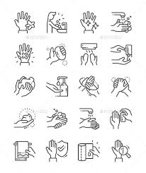 Black And White Outline Washing Hands Clipart 