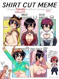 rusky, andy (undead unluck), izumo fuuko, undead unluck, artist request,  highres, source request, > <, 1boy, 1girl, abs, beanie, black hair,  breasts, brown eyes, cleavage, cleavage cutout, closed eyes, clothing  cutout, dress,