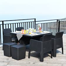 This wicker cube furniture features an extra large 130cm square table with 4 luxury rattan cube chairs and 4 stools. 449 00 For Faro 4 Seater Black Cube Dining Set Black Deal Direct Co Uk