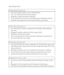 Free Blood Type Diet Chart Eating For A Positive Your B Pdf