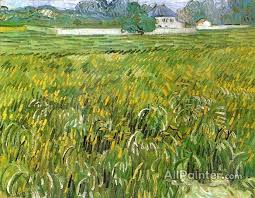 Vincent Van Gogh Wheat Field At Auvers With White House Oil Painting Reproductions Artist Van Gogh Vincent Van Gogh Paintings Gogh