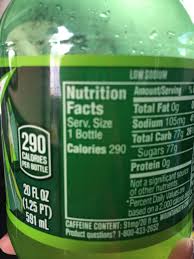 mounn dew soda calories nutrition