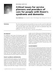 Pdf Critical Issues For Service Planners And Providers Of Care For People With Down S Syndrome And Dementia Karen Watchman Academia Edu