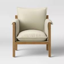 Archdale Wood And Upholstered Accent Chair Cream Threshold Target In 2020 Accent Chairs Comfortable Accent Chairs Chair