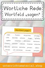 Wortliche Rede Wortfeld Sagen In 2020 Wortliche Rede Wortfeld Sagen Lesen Lernen