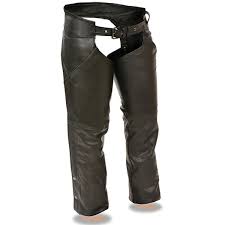 Milwaukee Womens Hip Hugger Belted Reflective Leather Motorcycle Chaps