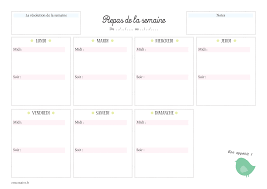 Ce sont donc des plannings de repas équilibrés, je favorise les repas les plus lourds le midi et évite les féculents le soir. Menus De La Semaine A Imprimer Plannings Vierges Pdf