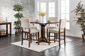 Square counter height table set. Cm3018pt 5pc 5 Pc Gracie Oaks Hong Glenbrook Industrial Brown Cherry Finish Wood Square Counter Height