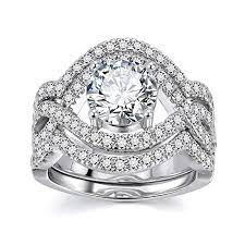 Amazon Com Infinity Cubic Zirconia Bridal Set Big Round Cz White Gold Plated Women Engagement Wedding Engagement Wedding Ring Sets Wedding Rings White Gold