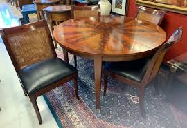 Fabulous Item Of The Week Extraordinary Flame Mahogany Round Dining Table That Opens To A 10 Foot Banquet T Dining Table Round Dining Table Leather Side Chair