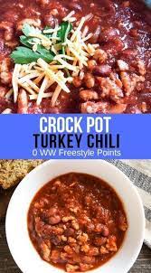 This Is Seriously The Best Zero Point Chili You Will Ever Eat There Are Only 6 Ingredients In Crockpot Turkey Chili Recipe Turkey Turkey Chili Recipe Crockpot