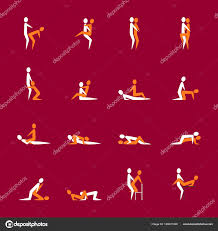 Desenhos animados Diferentes Poses Sexo ou Posição Casal Set. Vetor Vetor  de ©bigmouse 188631436