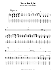 Topics mood music video archive. Save Tonight Noten Eagle Eye Cherry Gitarre Tabulatur Solo