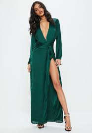 Missguided Green Satin Plunge Kimono Maxi Dress Kimono Maxi Dress Women Dress Online Dresses