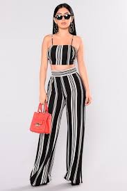 Black And White Striped Pants Outfit Punch Line Stripe Pant Set Black White Fashion Cool Outfits Beautiful Outfits