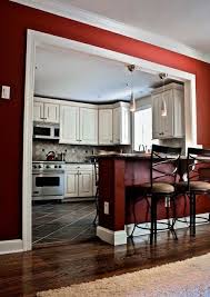 Breakfast Bar To Separate Kitchen And Living Room And Awesome Wall Color Half Wall Kitchen Home Remodeling Kitchen Room