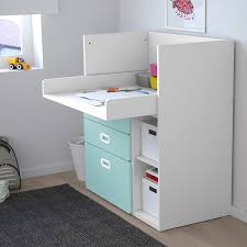 Stuva Fritids Wickeltisch Mit Schubladen Weiss Hellblau Wickeltisch Kleines Regal Schubladen