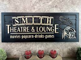 Home theater decor (1266) theater signs & wall art (259) home theater lighting (414) home theater carpet (181) theater decor & accessories (54) home theater area rugs (27) movie reel decor (50) home theater metal work (9) paramount pictures series; Custom Home Theater Sign Personalized Movie Theater Room Decor Etsy