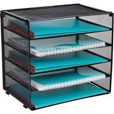 Veesun paper letter tray organizer, mesh desk file organizer with 5 tier shelf sorter, black. Desk Organizer Tray Letter Tray In Black Metal Mesh For Organizing Files Papers Bills Folders Letters Binders And More Desktop Paper Tray Rack For Home Office Or School 5 Tier