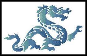 $6.00 will you be my friend. Blue Green Dragon Cross Stitch Pattern
