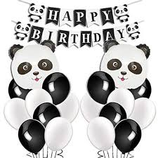 Black And White Panda Background Panda Party Panda Happy Birthday Banner Panda Balloons Etsy Happy Birthday Banners Unicorn Birthday Party Decorations Bear Birthday Party